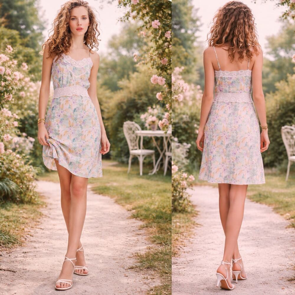 Loveshackfancy slip dress cotton lace trim pastel floral dainty cottage core 0